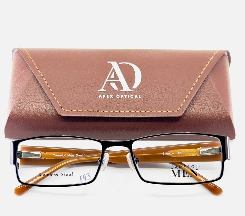 CAMELOT MEN DAVID BRONZE Brown Mens Rectangle Full Rim Eyeglasses 54-17-135 B:30