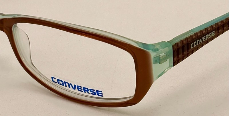 Converse Mens Rectangle Brown Plastic Eyewear Frame Black Top. 52mm gallery