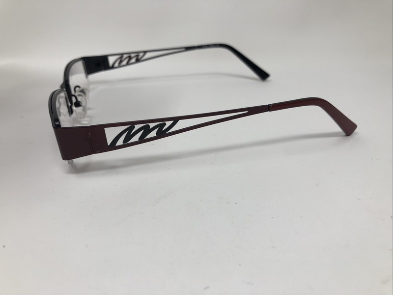 TAKA EYEGLASSES FRAME T2649 50/17/135 BURGUNDY BLACK HALF RIMLESS HALF RIM OP48 gallery