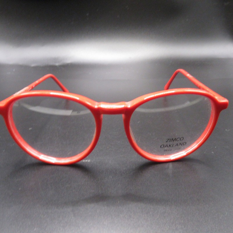 ZIMCO OAKLAND Red Round Eyeglass Frames Full Rim Plastic Demo Lens