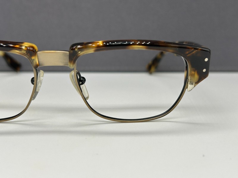 Lafont Eyeglasses Frames Men Woman Brown Havana Brass Square Ryron 532 50s Retro gallery