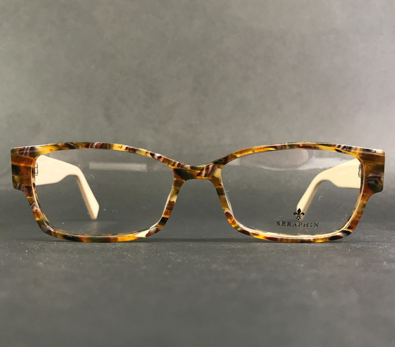 Seraphin Eyeglasses Frames HIAWATHA/8657 Brown Marble Cream Rectangle 53-15-145