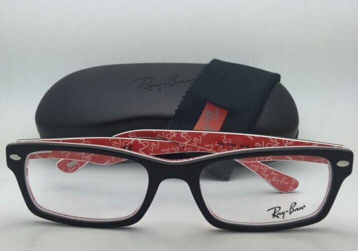 RAY-BAN Rx-able Eyeglasses HIGHSTREET RB 5206 2479 52-18 Black w/ Red and White gallery