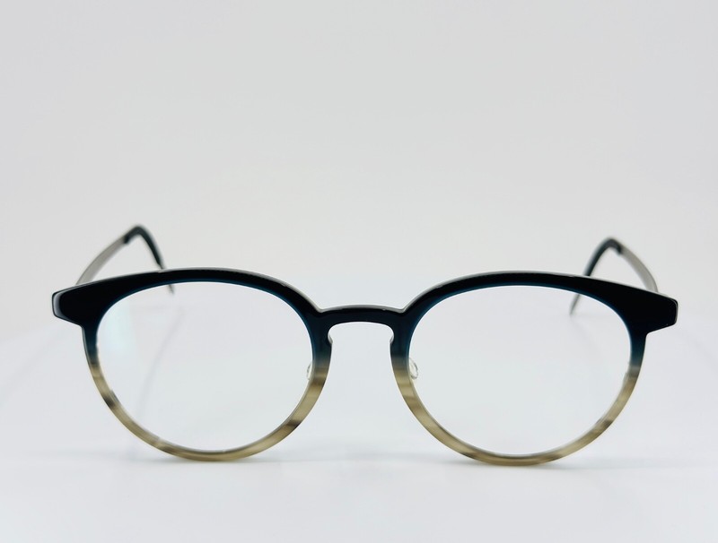 LINDBERG ACETANIUM 1043 030/BF1I AI06 Black Tan Round Eyeglasses 49-19-135 B:42 