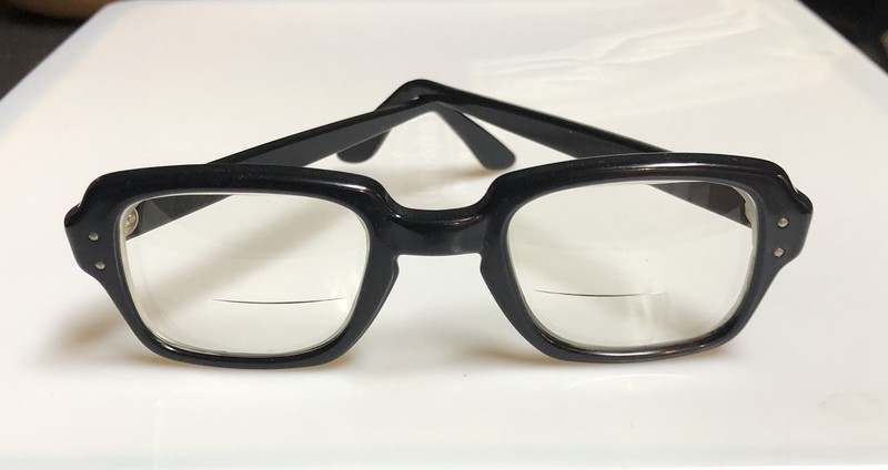 VTG USS Military Issue Eyeglasses Frames Black Square 4 1/2-5 3/4 48-24 USA gallery
