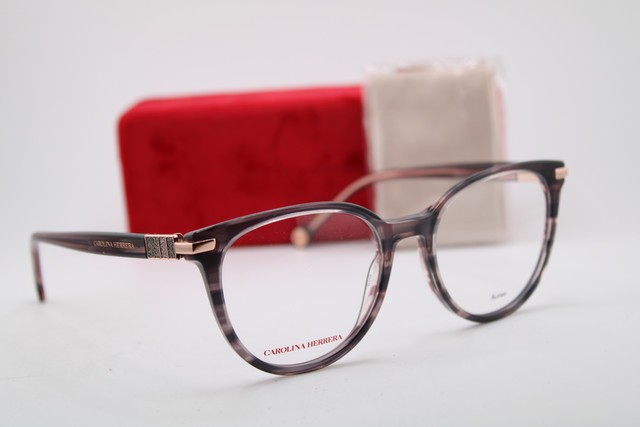 NEW CAROLINA HERRERA HER 0156 1ZX GREY HORN ROSE GOLD AUTHENTIC EYEGLASSES 53-18 gallery