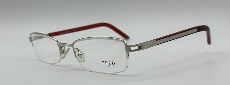 NEW FRED LUNETTES MOVE N3 COL. 001 Silver Red AUTHENTIC EYEGLASSES 52-19 E8