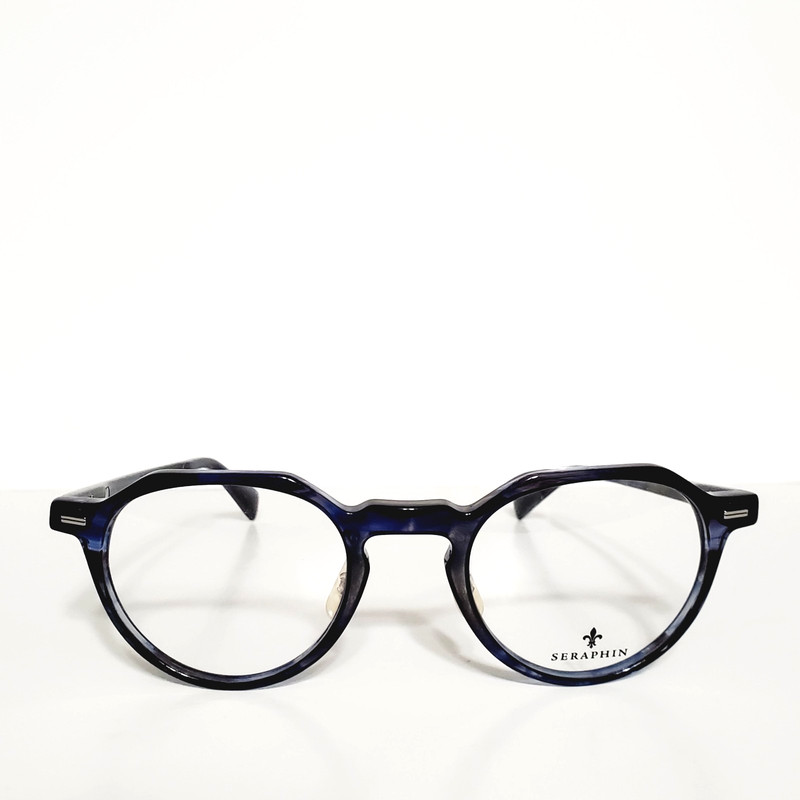 Mens Seraphin Blue Panto Designer Eyeglasses Frames 47-22-145 Handmade In Japan