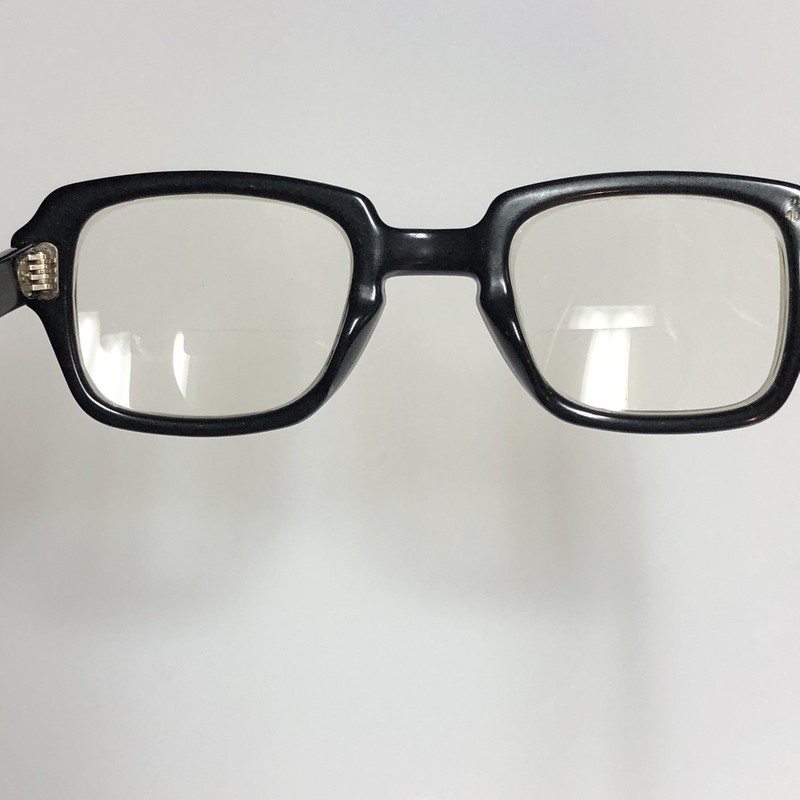 VTG USS Military Issue Eyeglasses Frames Black Square 4 1/2-5 3/4 48-24 USA gallery
