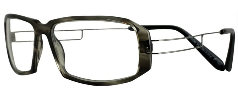 Flair 003 Black/Chartreuse & Grey 53-14-145 Rectangle Eyeglasses Rx Ready gallery