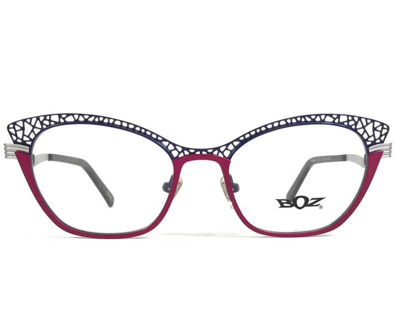 BOZ Eyeglasses Frames FRISSON 7082 Purple Pink Silver Cat Eye 51-18-140