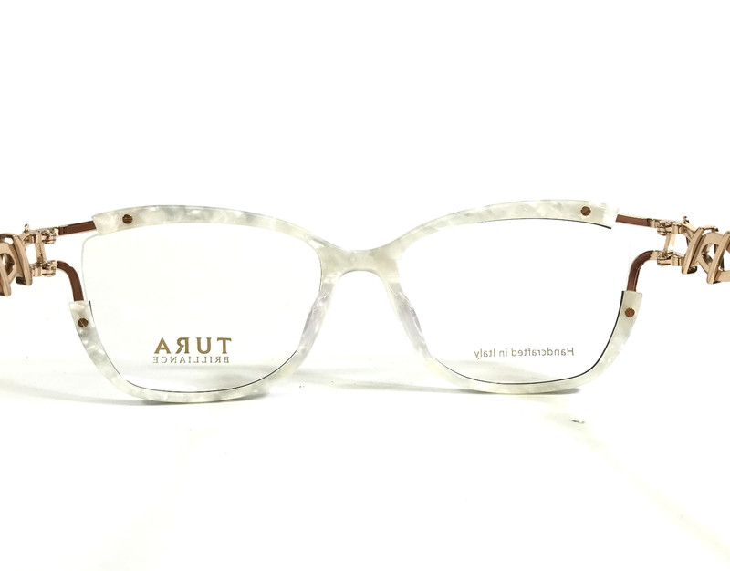 Tura Brilliance Eyeglasses Frames TE272 BLK Black Ivory Gold Crystals 54-16-145 gallery