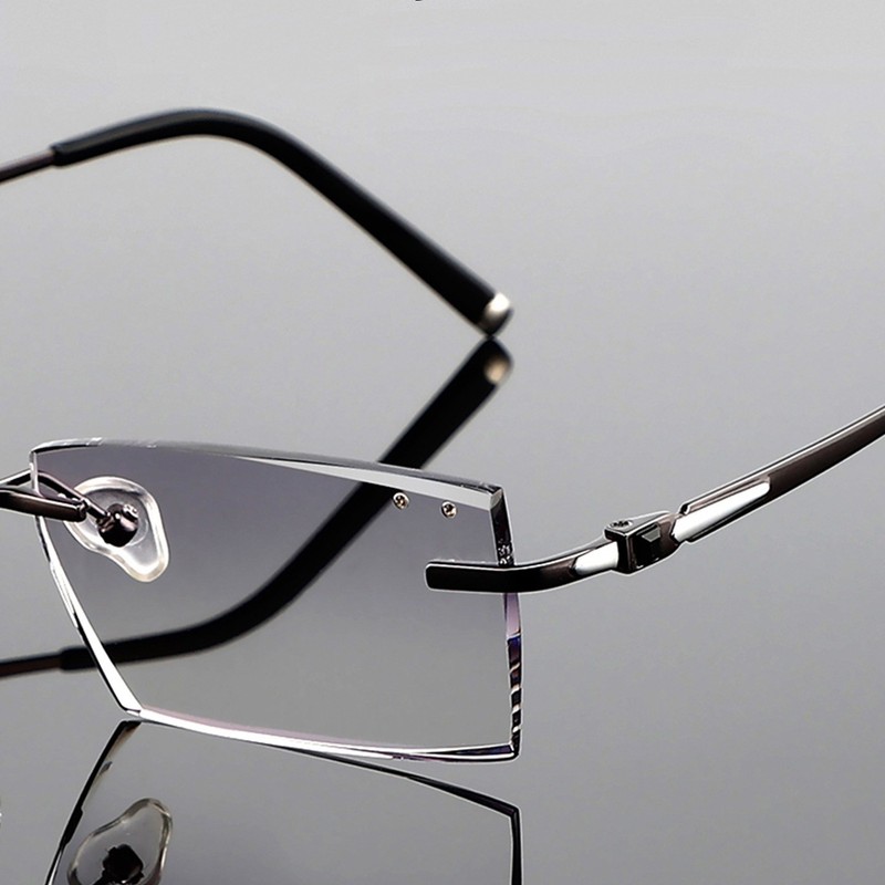 Pure Titanium Oversize Eyeglass Frames Rimless Business Cut edge for Men Glasses
