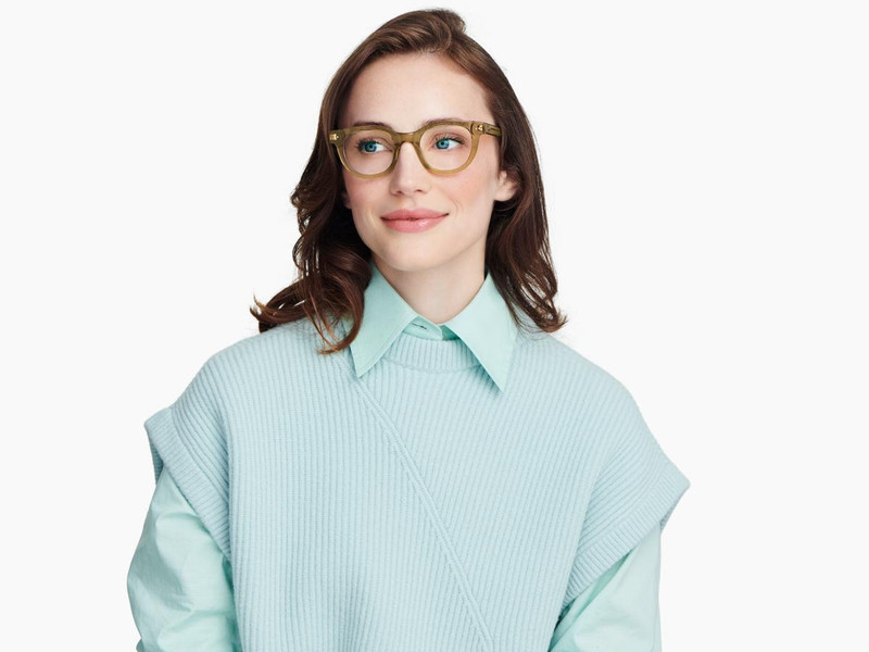 Warby Parker GIDEON Round Eyeglasses GREEN TEA CRYSTAL Wide 48-21-142mm Box&Case gallery