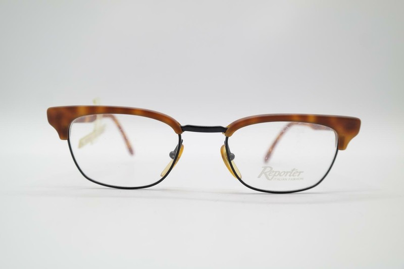 Vintage Reporter R 12 Brown Black Gold Oval Glasses Frame NOS