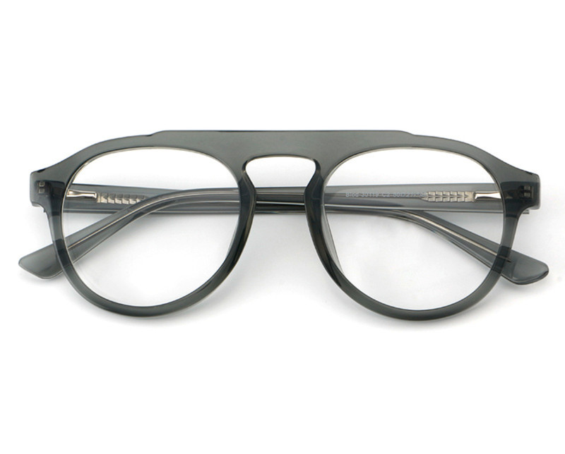 Retro Ancient Gray Acetate Round Eyeglass Full Rim Frames Men Women 50-21-145MM gallery