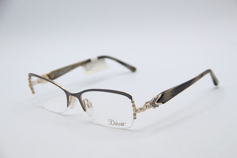 NEW DIVA 5450 C. 05T BLACK HORN GOLD AUTHENTIC FRAMES EYEGLASSES 52-17