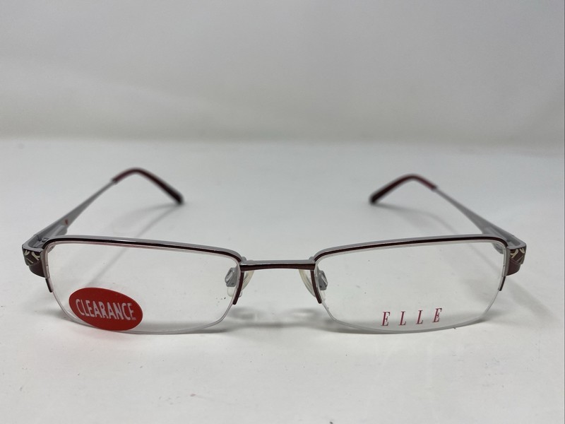 ELLE EL13315 BU 49-18-135 Burgundy/Gray Half Rim Eyeglasses Frame EA29