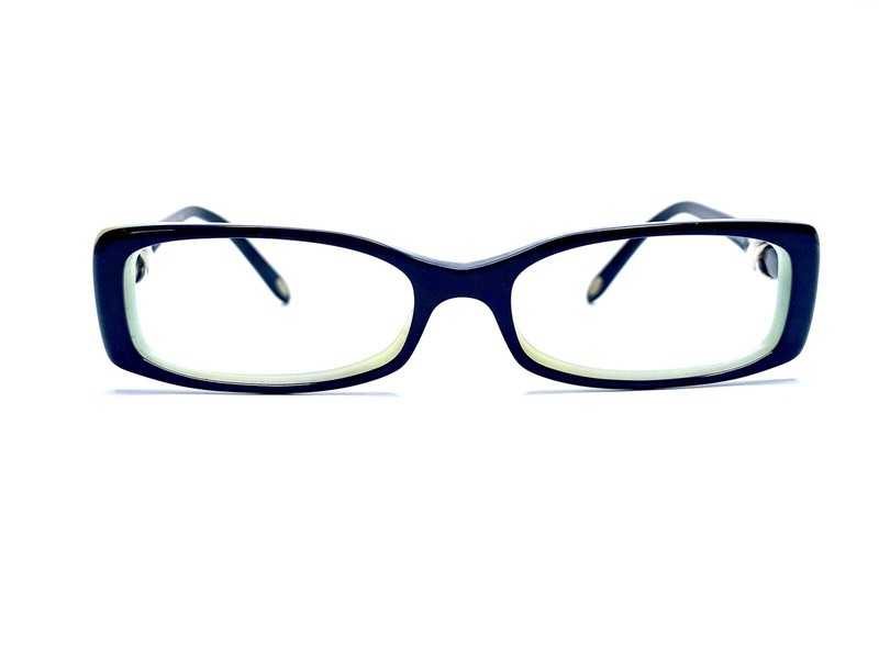 Tiffany Black Teal Blue Silver Accent Rectangular Glasses Italy TF2016 51 15 135