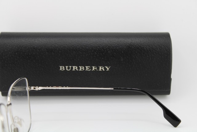NEW BURBERRY B 1367 1005 SILVER BLACK GUNMETAL AUTHENTIC EYEGLASSES 53-16 gallery