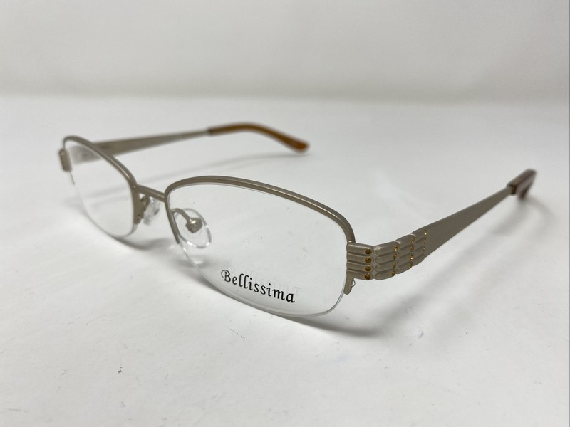 Bellissima BL 628 LIGHT GOLD 52-17-135 Metal Half Rim Eyeglasses Frame YE03 gallery