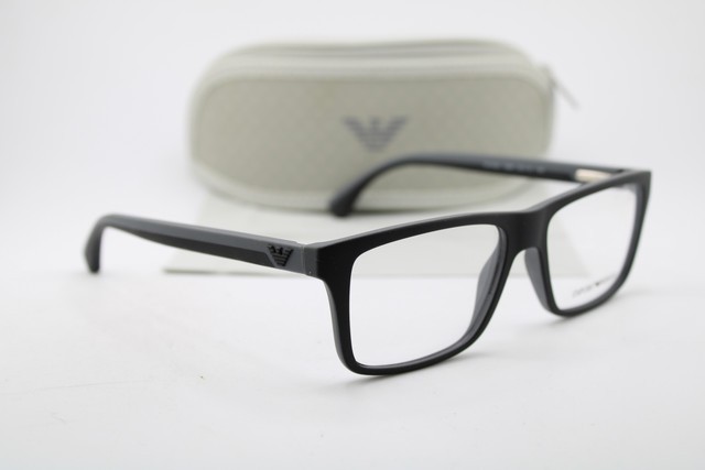 NEW EMPORIO ARMANI EA 3034 5229 MATTE BLACK GREY AUTHENTIC EYEGLASSES 55-16 gallery