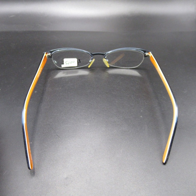 Lido West Eyeglasses Frames Black & Orange Two-Tone Half Rim Cat Eye Shape gallery
