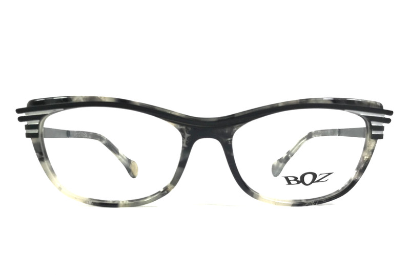 BOZ Eyeglasses Frames ZOE 0010 Black White Striped Gray Horn Cat Eye 53-17-135