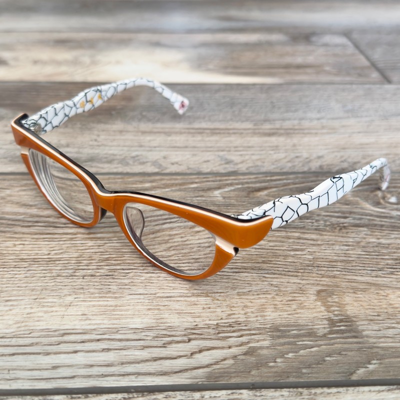 Womens Orange White Black Marbled Eyeglasses Frames 51-19-143 gallery