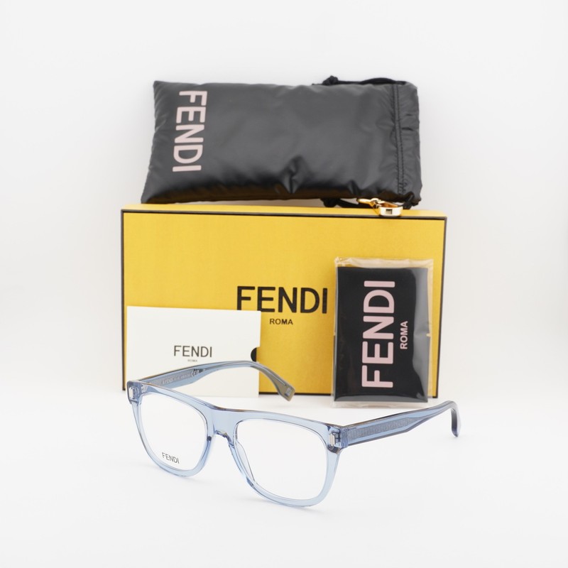 Fendi FE50070I 090 Shiny Blue 54mm Eyeglasses New Authentic