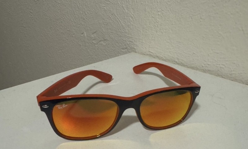 Ray Ban RB 2132 789/3f Orange Frame Blue Lens Wayfarer 55mm Sunglasses gallery