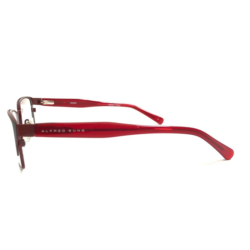 Alfred Sung Eyeglasses Frames AS4938 BLK Black Red Rectangular 53-17-130 gallery