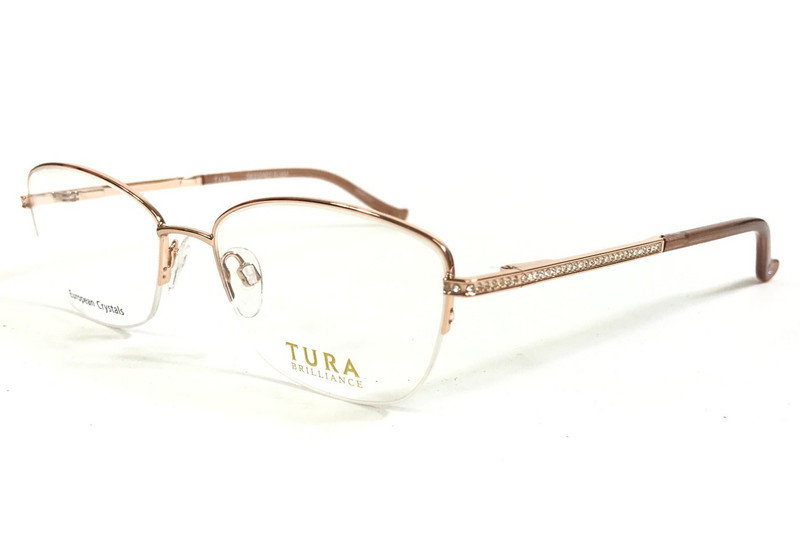Tura Brilliance Eyeglasses Frames TE270 RGD Rose Gold European Crystal 55-17-140
