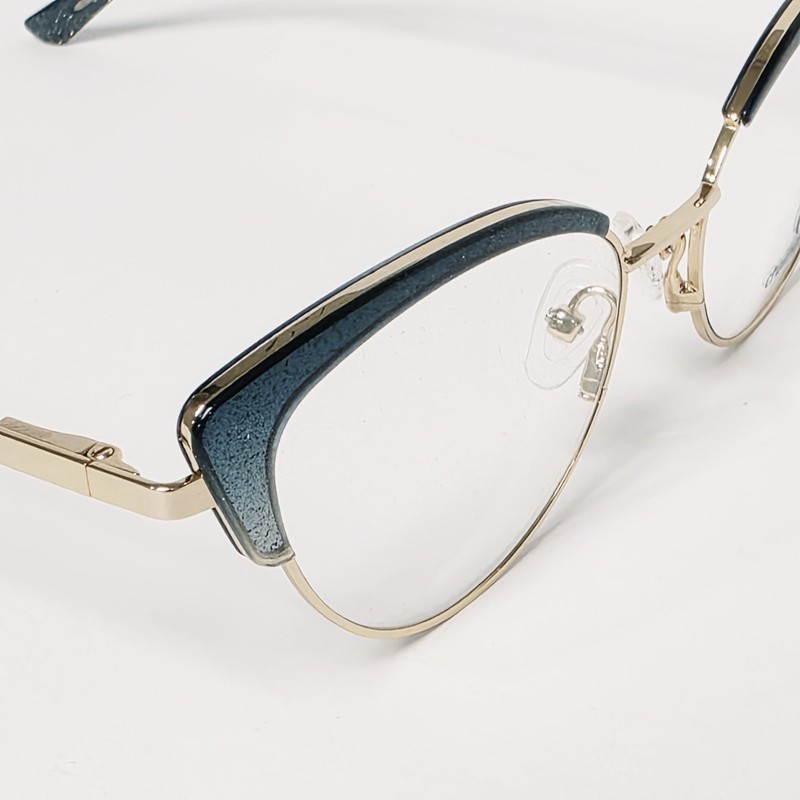 Charmossas Dulombi Women's Cat Eye Glasses in Gold / Teal Sparkle | 52mm gallery