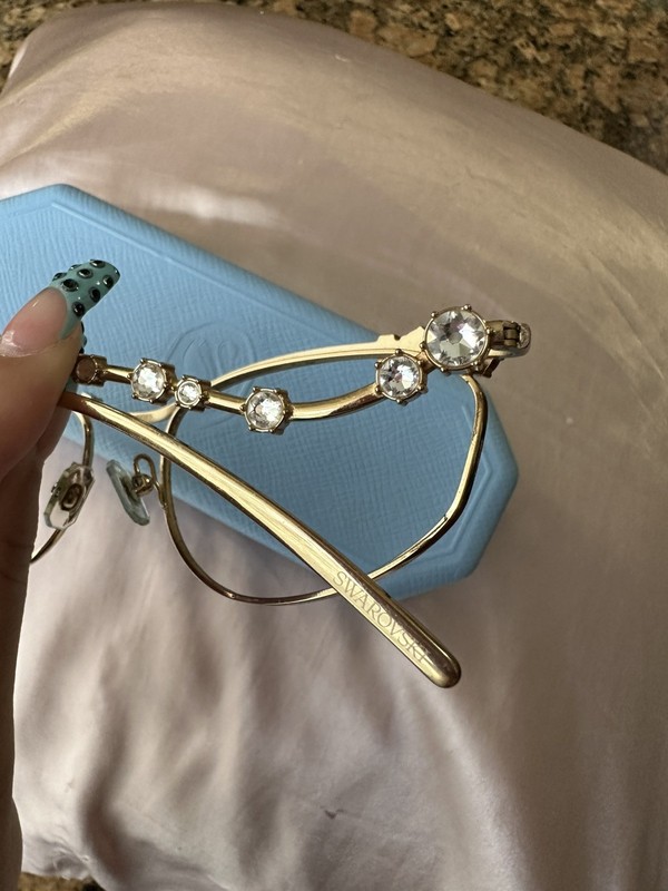 Swarovski SK 1015 4004 Gold Metal Rhinestone Crystal Irregular Eyeglasses 55mm gallery