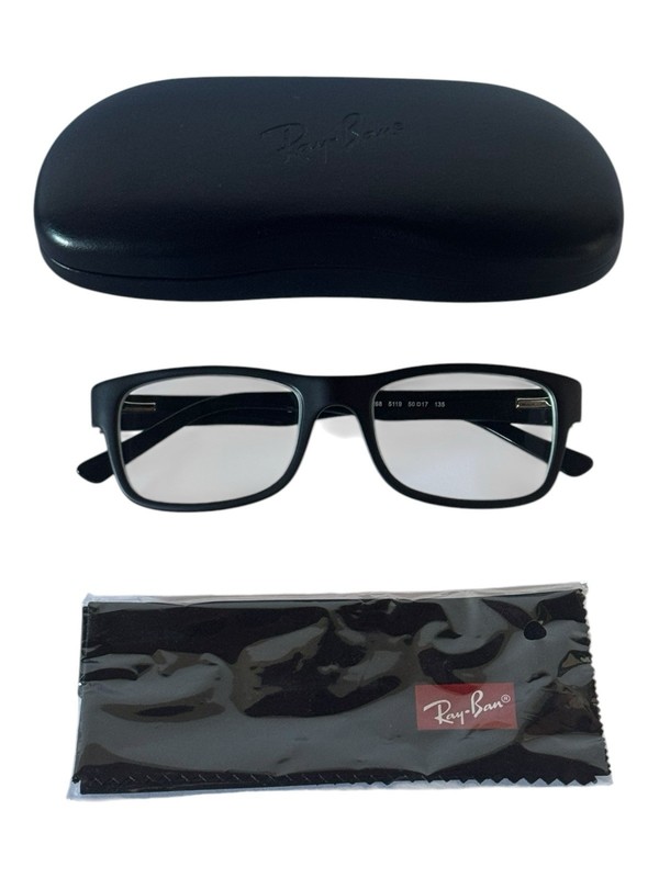 Ray-Ban RB5268 5119 Black Full Rim Plastic Rectangular Eyeglasses 50-17 135