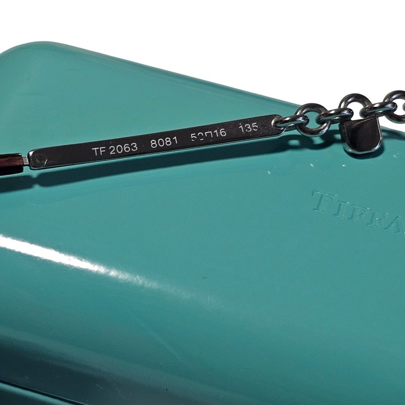 Tiffany & Co TF 2063 8081 Dark Havana Cat Eye Eyeglasses Silver Chain Link 52mm gallery