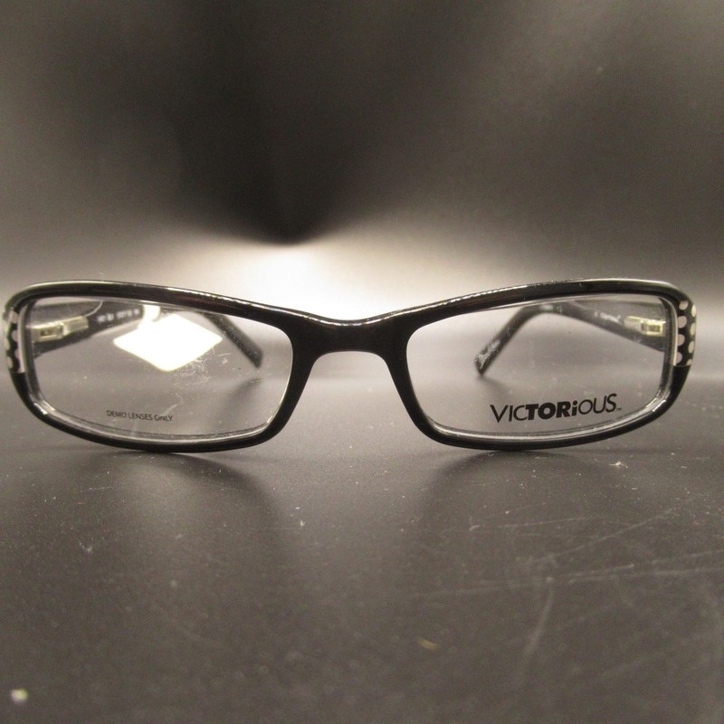 Victorious V401 Black Polka Dot Eyeglass Frames 51-17-135 Demo Lenses