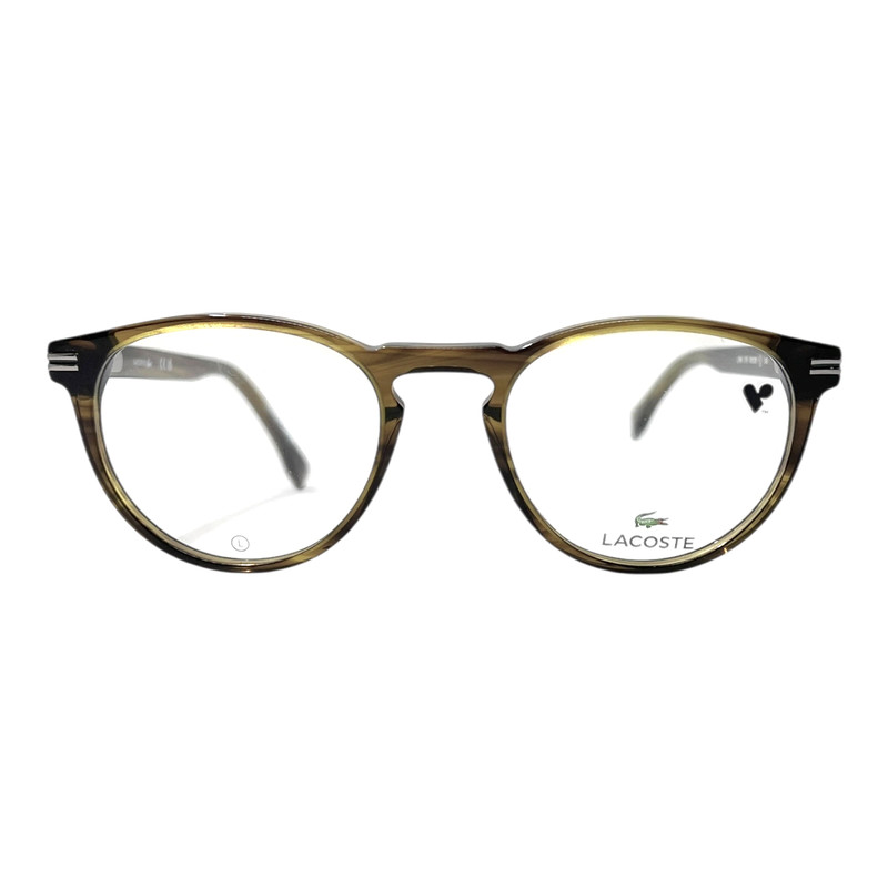 AUTHENTIC & NEW – LACOSTE – L2966 275 50/20/145 – STRIPED KHAKI BROWN EYEGLASSES