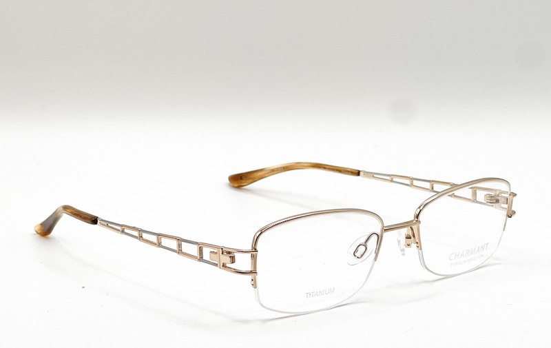 Charmant CH10818 GW Gold Rectangle Authentic Eyeglass Frames 51-18-140 gallery