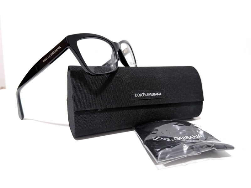 DOLCE & GABBANA DG 3215 501 SHINY BLACK RX EYEGLASSES 52-16-140 MM ITALY gallery