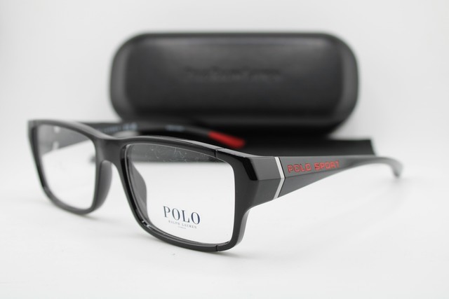 NEW POLO RALPH LAUREN PH 2275U 5001 BLACK RED AUTHENTIC EYEGLASSES 57-16