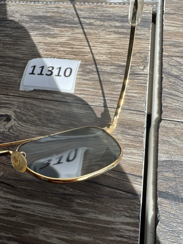 American Optical Vintage Sunglasses Frame Only 5 1/2 Gold Pilot Metal USA 52 mm. gallery