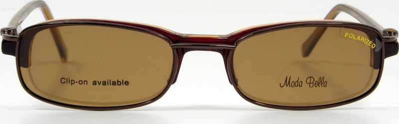 Moda Bella Burgundy Eyeglasses 2206 47-17-135 Magnetic Clip-On Brown Polarized