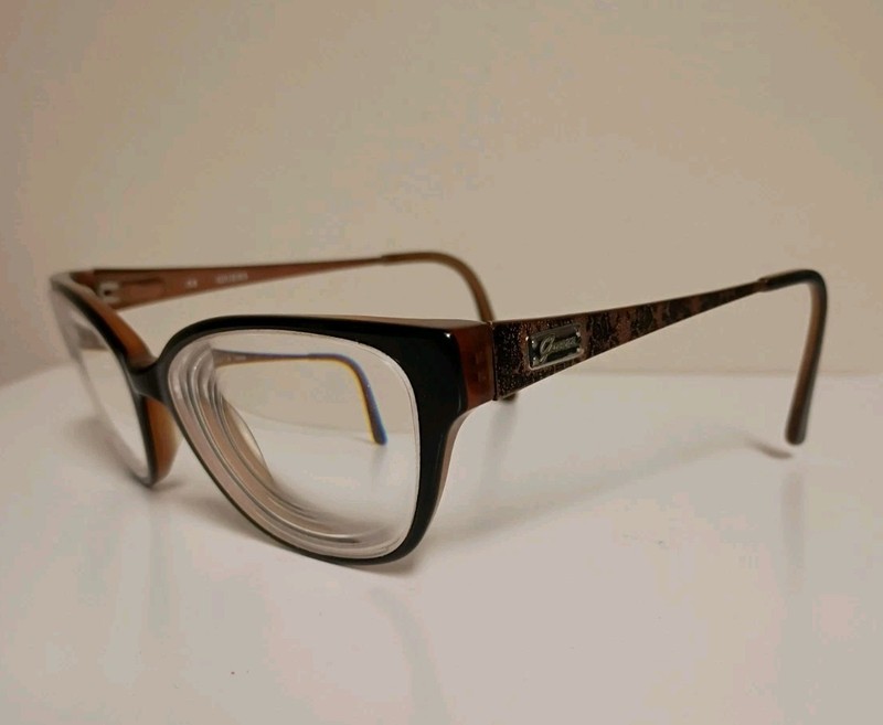 Guess Women’s GU 2331 BLK BRN Bronze Metal Acetate Eyeglasses Frames Only EUC