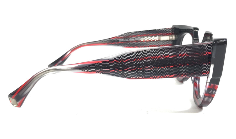 J. F. Rey Eyeglasses Frames CAROLINA 0830 Black Red Round Full Rim 49-23-143 gallery