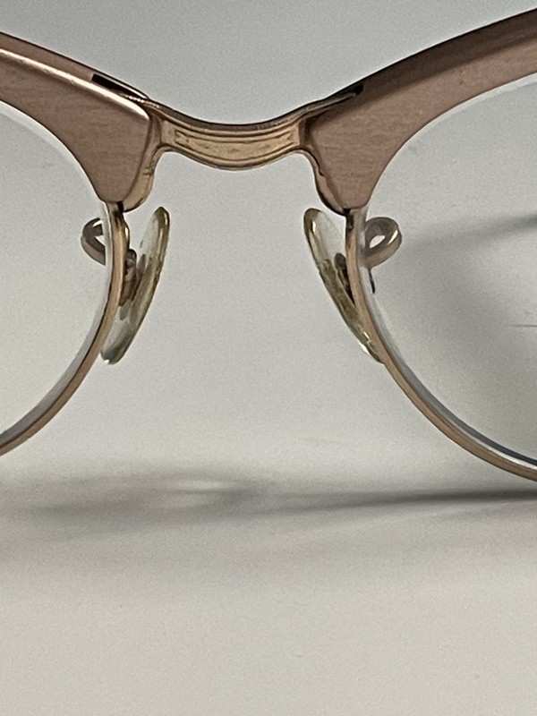Vintage Shuron Eyeglass Frames Rose Gold Aluminum Cat Eye 5-1/4 Retro gallery