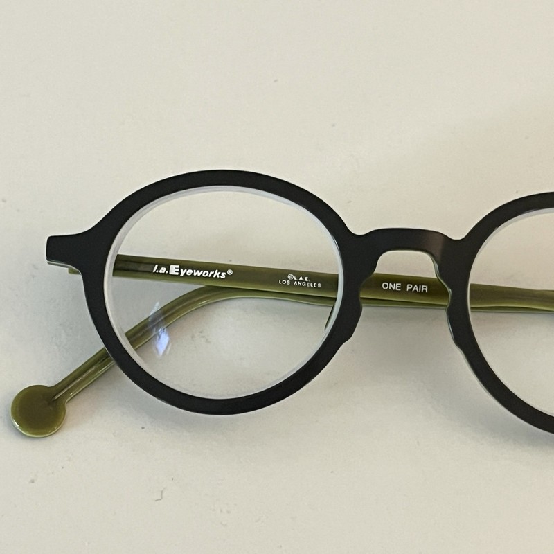 l.a. eyeworks Skates Eyeglasses Frames Grey Lime Green Round Made In Japan
