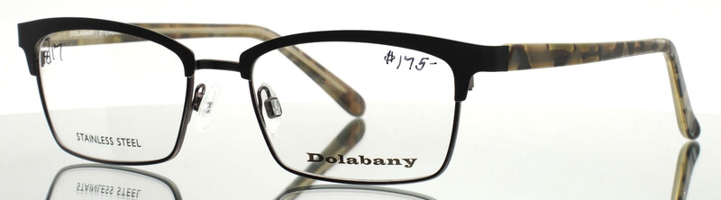 DOLABANY Nashua Black Mens Rectangle Full Rim Eyeglasses 52-17-135 B:33