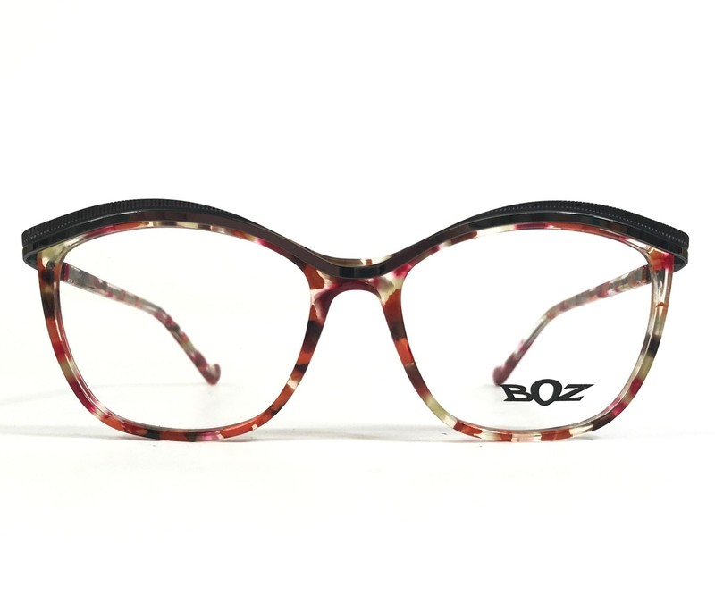 BOZ Eyeglasses Frames HIT 6001 Mandarin Fuchsia Ruthenium Red Clear 53-16-138
